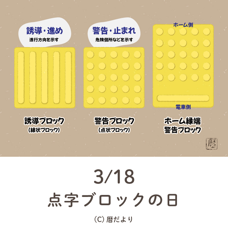 【今日は何の日】3月18日点字ブロックの日